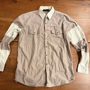 Vintage Spindle River Classics Beige White Colorblock Western Shirt Mens L 90s